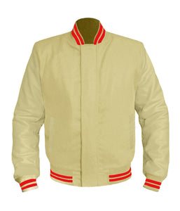 Original American Varsity Cream Leather Sleeve Letterman College Baseball Kid Wool Jackets #CRSL-RSTR-BZ