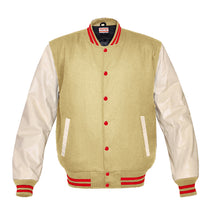 Load image into Gallery viewer, Superb Genuine Cream Leather Sleeve Letterman College Varsity Women Wool Jackets #CRSL-RSTR-RB