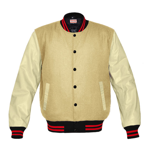 Original American Varsity Real Cream Leather Letterman College Baseball Women Wool Jackets CRSL-RSTR-BB-BBand