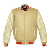 Load image into Gallery viewer, Superb Genuine Cream Leather Sleeve Letterman College Varsity Women Wool Jackets #CRSL-RSTR-CB