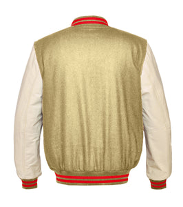 Superb Genuine Cream Leather Sleeve Letterman College Varsity Kid Wool Jackets #CRSL-RSTR-RB