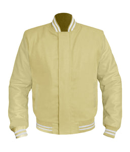Original American Varsity Cream Leather Sleeve Letterman College Baseball Women Wool Jackets #CRSL-WSTR-BZ