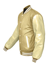 Load image into Gallery viewer, Superb Genuine Cream Leather Sleeve Letterman College Varsity Women Wool Jackets #CRSL-WSTR-CB