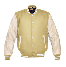 Load image into Gallery viewer, Superb Genuine Cream Leather Sleeve Letterman College Varsity Women Wool Jackets #CRSL-WSTR-WB