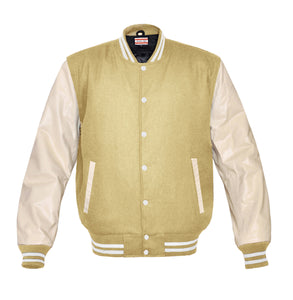 Superb Genuine Cream Leather Sleeve Letterman College Varsity Women Wool Jackets #CRSL-WSTR-WB