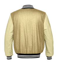 Load image into Gallery viewer, Original American Varsity Real Cream Leather Letterman College Baseball Women Wool Jackets #CRSL-WSTR-WB-BBAND