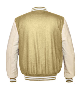 Superb Genuine Cream Leather Sleeve Letterman College Varsity Women Wool Jackets #CRSL-WSTR-WB