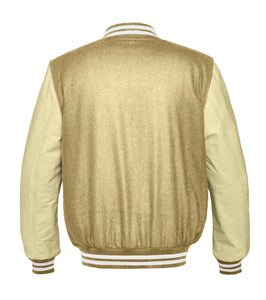 Superb Genuine Cream Leather Sleeve Letterman College Varsity Men Wool Jackets #CRSL-WSTR-BB