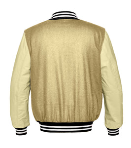 Original American Varsity Real Cream Leather Letterman College Baseball Women Wool Jackets #CRSL-WSTR-CB-BBAND