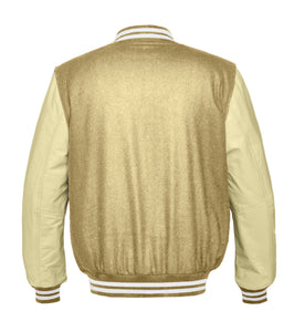 Superb Genuine Cream Leather Sleeve Letterman College Varsity Men Wool Jackets #CRSL-WSTR-CB