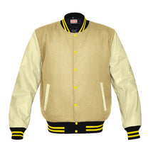 Load image into Gallery viewer, Original American Varsity Real Cream Leather Letterman College Baseball Men Wool Jackets #CRSL-YSTR-YB-BBAND