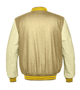 Superb Genuine Cream Leather Sleeve Letterman College Varsity Men Wool Jackets #CRSL-YSTR-BB