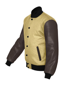 Original American Varsity Dark Brown Leather Sleeve Letterman College Baseball Men Wool Jackets #DBRSL-BSTR-BB_BBand