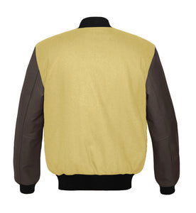 Original American Varsity Dark Brown Leather Sleeve Letterman College Baseball Men Wool Jackets #DBRSL-BSTR-BB_BBand