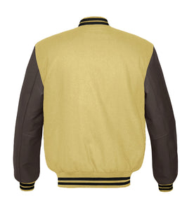 Original American Varsity Dark Brown Leather Sleeve Letterman College Baseball Men Wool Jackets #DBRSL-BSTR-BB