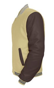 Original American Varsity Dark Brown Leather Sleeve Letterman College Baseball Women Wool Jackets #DBRSL-GYSTR-BZ