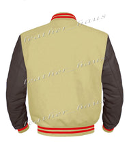 Load image into Gallery viewer, Original American Varsity Dark Brown Leather Sleeve Letterman College Baseball Women Wool Jackets #DBRSL-RSTR-BZ
