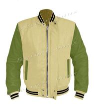 Load image into Gallery viewer, Original American Varsity Green Leather Sleeve Letterman College Baseball Women Wool Jackets #GRSL-BSTR-BZ