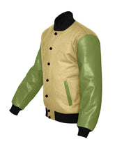 Load image into Gallery viewer, Original American Varsity Green Leather Sleeve Letterman College Baseball Men Wool Jackets #GRSL-BSTR-BB-BBAND