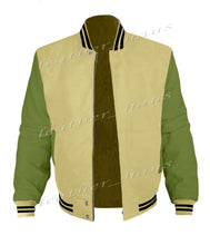 Load image into Gallery viewer, Original American Varsity Green Leather Sleeve Letterman College Baseball Women Wool Jackets #GRSL-BSTR-BZ