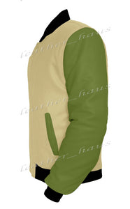 Original American Varsity Green Leather Sleeve Letterman College Baseball Women Wool Jackets #GRSL-BBAND-BZ
