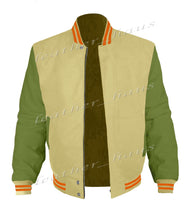 Load image into Gallery viewer, Original American Varsity Green Leather Sleeve Letterman College Baseball Women Wool Jackets #GRSL-ORSTR-BZ