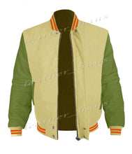 Load image into Gallery viewer, Original American Varsity Green Leather Sleeve Letterman College Baseball Women Wool Jackets #GRSL-ORSTR-BZ