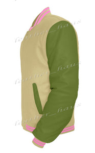 Original American Varsity Green Leather Sleeve Letterman College Baseball Women Wool Jackets #GRSL-PKSTR-BZ