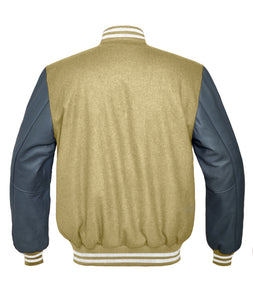 Superb Genuine Grey Leather Sleeve Letterman College Varsity Men Wool Jackets #GYSL-WSTR-WB