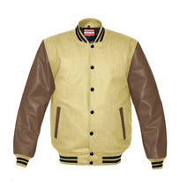 Load image into Gallery viewer, Original American Varsity Light Brown Leather Sleeve Letterman College Baseball Men Wool Jackets #LBRSL-BSTR-BB