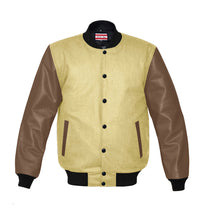 Load image into Gallery viewer, Original American Varsity Light Brown Leather Sleeve Letterman College Baseball Women Wool Jackets #LBRSL-BSTR-BB-BBAND