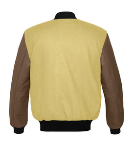 Original American Varsity Light Brown Leather Sleeve Letterman College Baseball Men Wool Jackets #LBRSL-BSTR-BB-BBAND