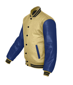 Original American Varsity Navy Leather Sleeve Letterman College Baseball Men Wool Jackets #NVSL-BSTR-BB