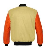 Load image into Gallery viewer, Original American Varsity Real Orange Leather Letterman College Baseball Men Wool Jackets #ORSL-BSTR-OB-Bband