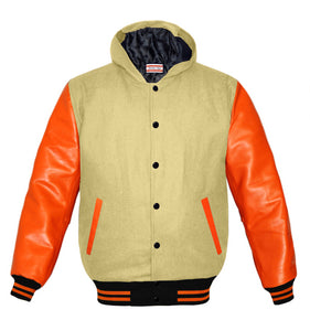 Superb Orange Leather Sleeve Original American Varsity Letterman College Baseball Women Wool Jackets #ORSL-ORSTR-BB-H-BBand