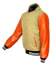 Load image into Gallery viewer, Superb Orange Leather Sleeve Original American Varsity Letterman College Baseball Men Wool Hoodie Jackets #ORSL-WSTR-OB-H-BBand