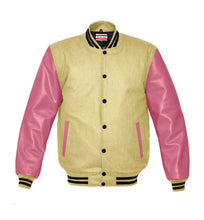 Load image into Gallery viewer, Superb Genuine Pink Leather Sleeve Letterman College Varsity Kid Wool Jackets #PKSL-BSTR-BB