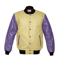 Load image into Gallery viewer, Original American Varsity Real Purple Leather Letterman College Baseball Kid Wool Jackets #PRSL-BSTR-PRB-Bband