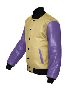 Original American Varsity Real Purple Leather Letterman College Baseball Women Wool Jackets #PRSL-BSTR-BB-Bband