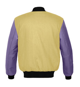 Original American Varsity Real Purple Leather Letterman College Baseball Women Wool Jackets #PRSL-BSTR-BB-Bband