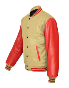 Original American Varsity Real Red Leather Letterman College Baseball Women Wool Jackets #RSL-RSTR-BB