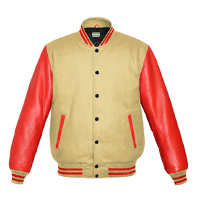 Original American Varsity Real Red Leather Letterman College Baseball Women Wool Jackets #RSL-RSTR-BB