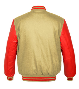 Original American Varsity Real Red Leather Letterman College Baseball Men Wool Jackets #RSL-RSTR-BB