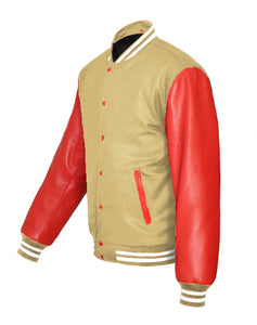 Original American Varsity Real Red Leather Letterman College Baseball Kid Wool Jackets #RSL-WSTR-RB