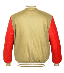 Original American Varsity Real Red Leather Letterman College Baseball Women Wool Jackets #RSL-WSTR-RB