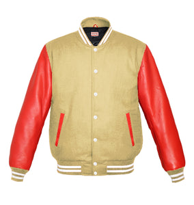 Original American Varsity Real Red Leather Letterman College Baseball Women Wool Jackets #RSL-WSTR-WB