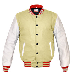 Superb Genuine White Leather Sleeve Letterman College Varsity Kid Wool Jackets #WSL-RWSTR-BB