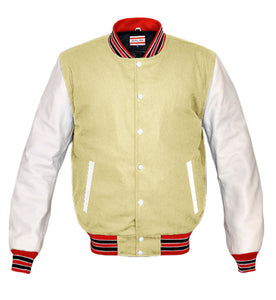 Superb Genuine White Leather Sleeve Letterman College Varsity Men Wool Jackets #WSL-RWBSTR-WB