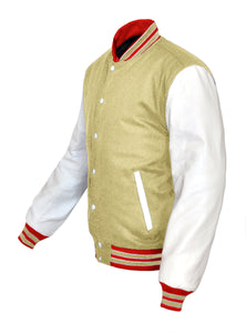 Superb Genuine White Leather Sleeve Letterman College Varsity Men Wool Jackets #WSL-RWSTR-WB