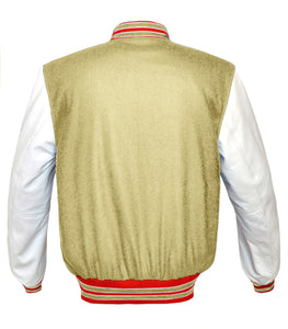 Superb Genuine White Leather Sleeve Letterman College Varsity Men Wool Jackets #WSL-RWSTR-WB